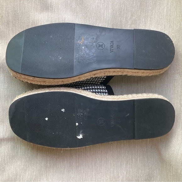 VIVAIA Sz 37 Sherly Slip On Mini Houndstooth Espadrille Soles Clogs Mules - Picture 8 of 10